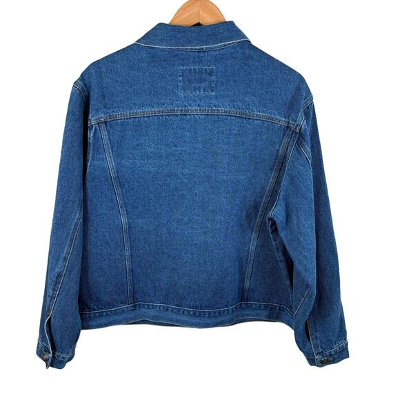 Boom Boom Denim Jacket Women Large/XL Blue Faux Diamond Stud Western Style Wear - Picture 3 of 9